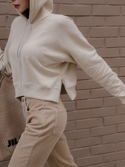 CROPPED HOODIE WITH SIDE ZIP