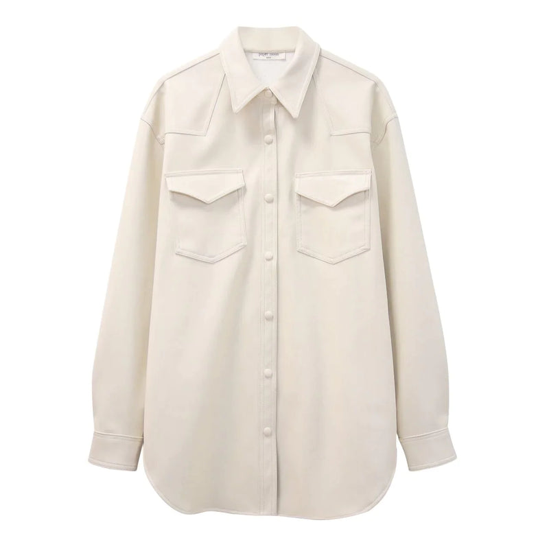 BELTED VEGAN LEATHER SHIRT