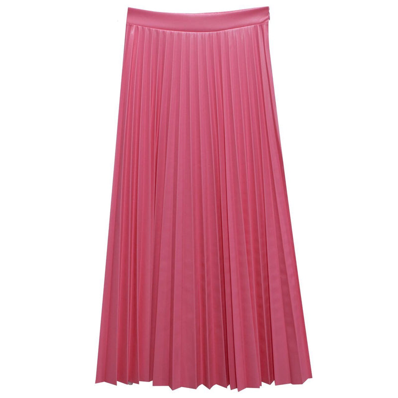 VEGAN LEATHER PLEATED FLARE SKIRT