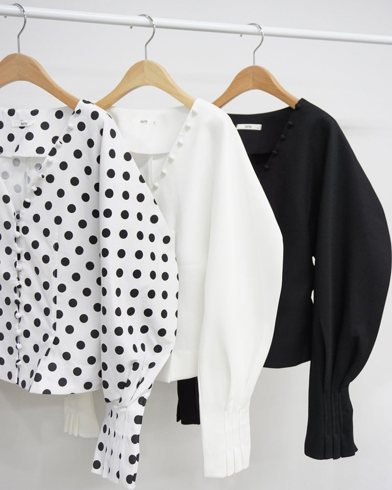 BUTTONED BALLOON SLEEVE BLOUSE