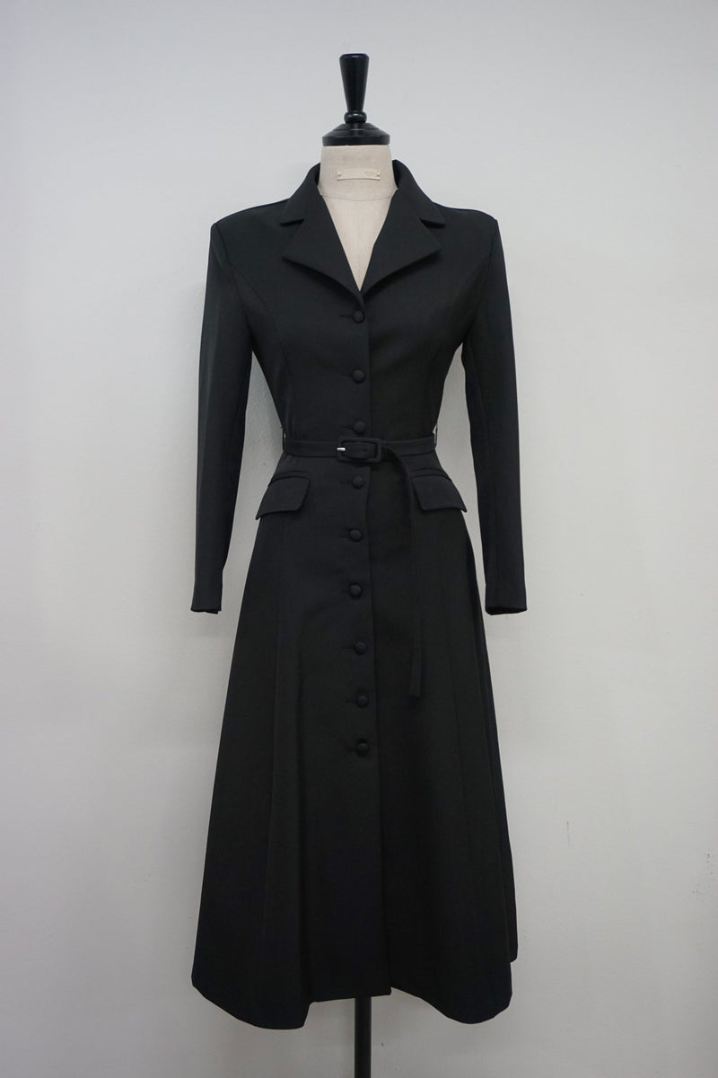 BELTED FLARED A-LINE DRESS