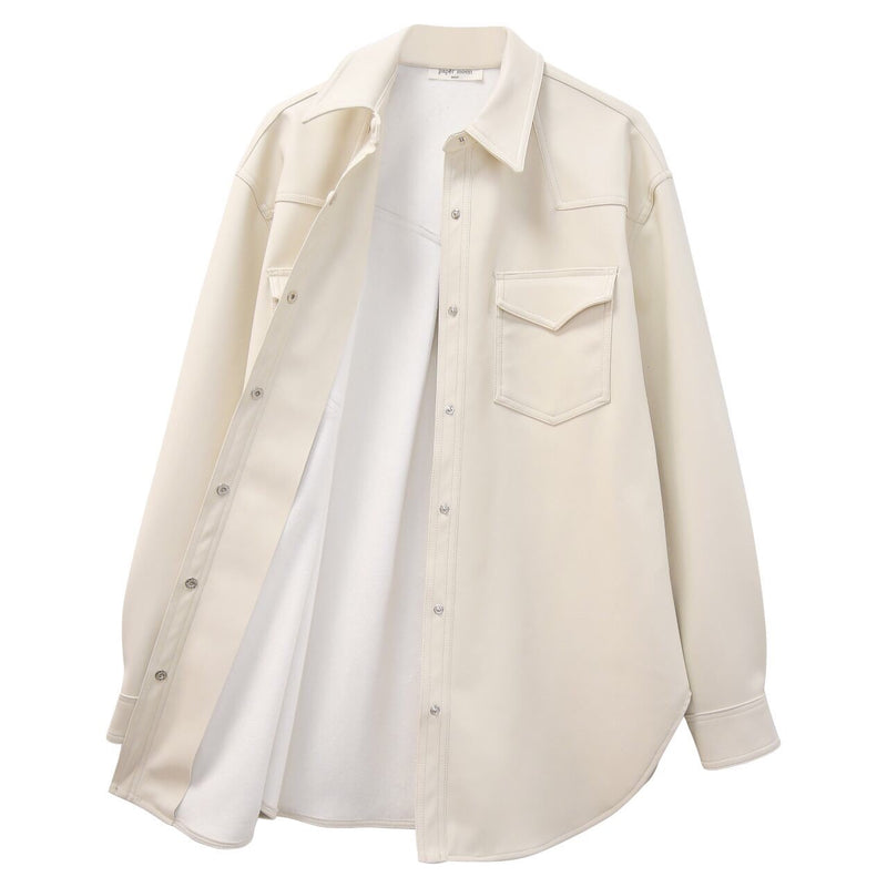 BELTED VEGAN LEATHER SHIRT