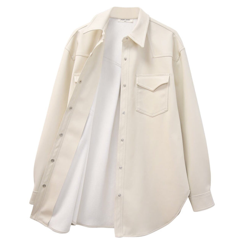 BELTED VEGAN LEATHER SHIRT