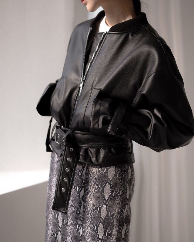 CROPPED VEGAN LEATHER BOMBER JACKET