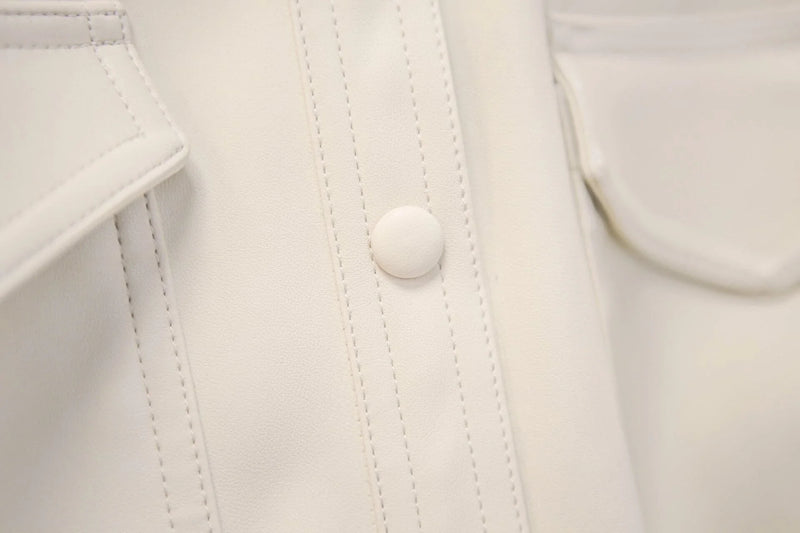 BELTED VEGAN LEATHER SHIRT