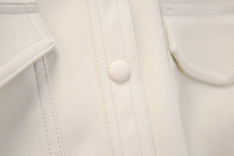 BELTED VEGAN LEATHER SHIRT