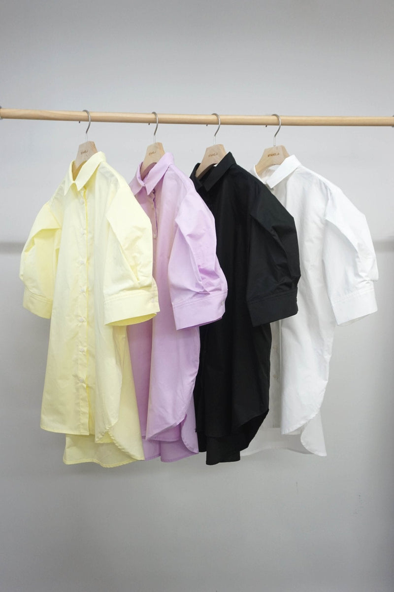 SHORT BALLOON SLEEVE COTTON SHIRT