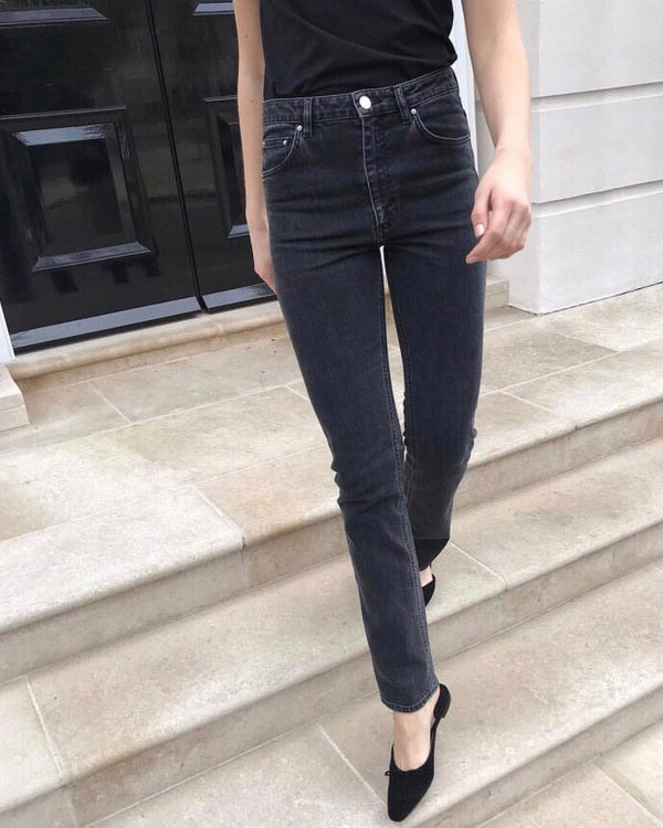 WASHED BLACK STRAIGHT SKINNY JEANS