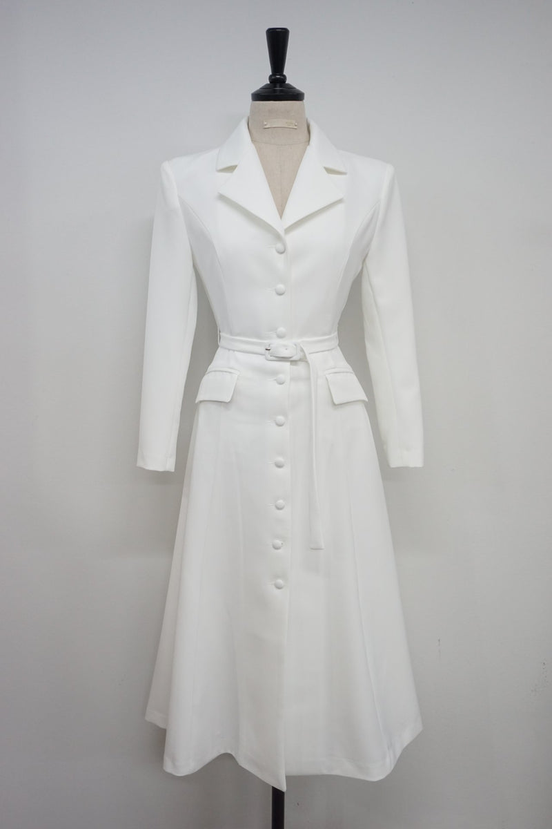BELTED FLARED A-LINE DRESS
