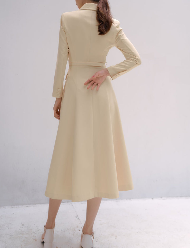 BELTED FLARED A-LINE DRESS