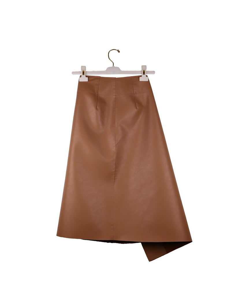 VEGAN LEATHER CUT-OUT WRAP SKIRT