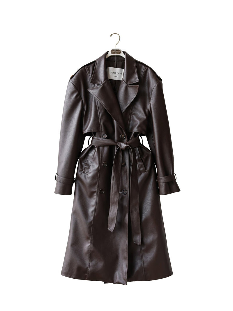 OVERSIZED DOUBLE BREASTED VEGAN LEATHER TRENCH