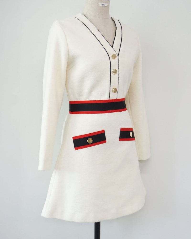 [SPECIAL PRICE] CONTRAST WOOLEN DRESS