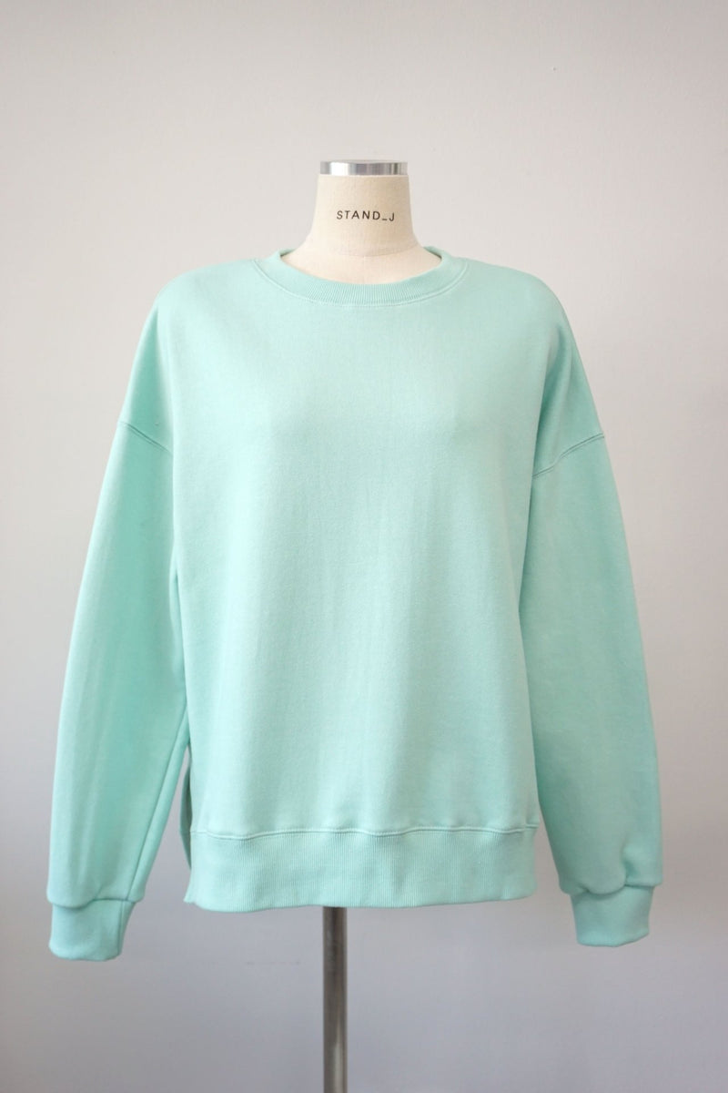 BASIC COTTON SWEATSHIRT WITH SIDE SLIT