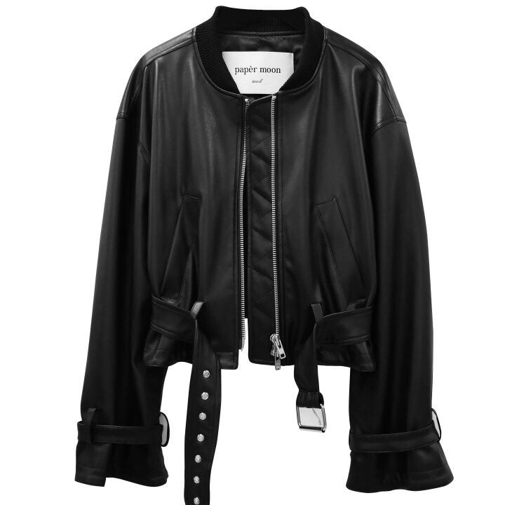 CROPPED VEGAN LEATHER BOMBER JACKET