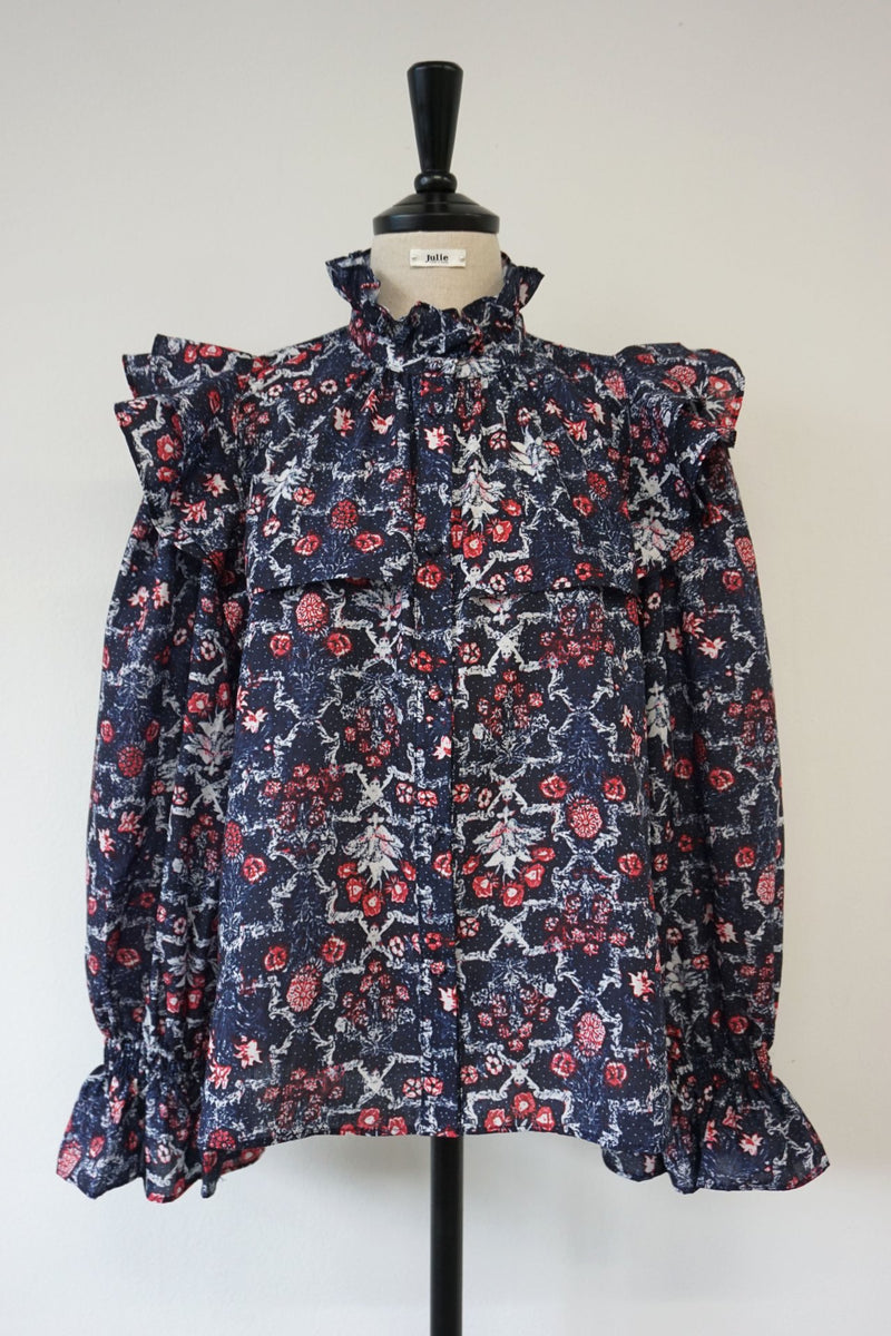 FLORAL BLOUSE FLARE CUFF