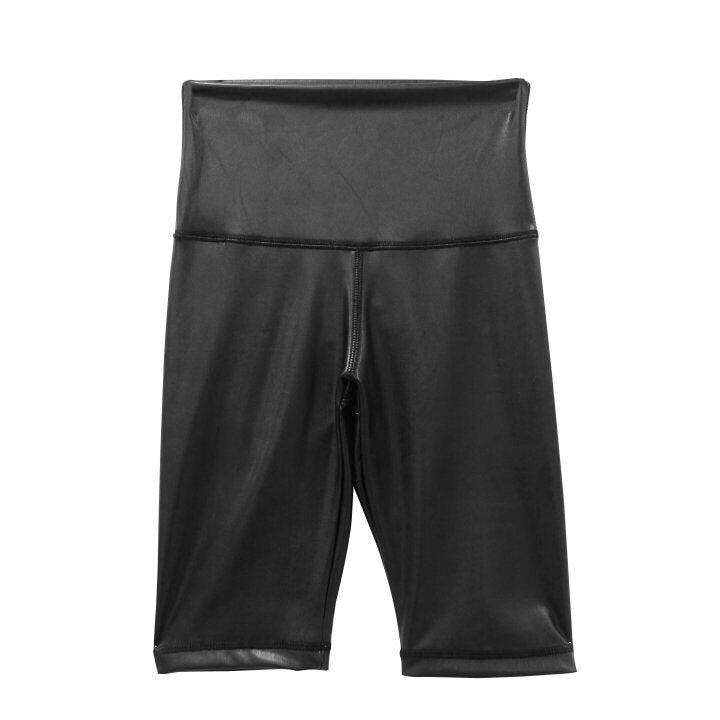 VEGAN LEATHER BIKE SHORTS