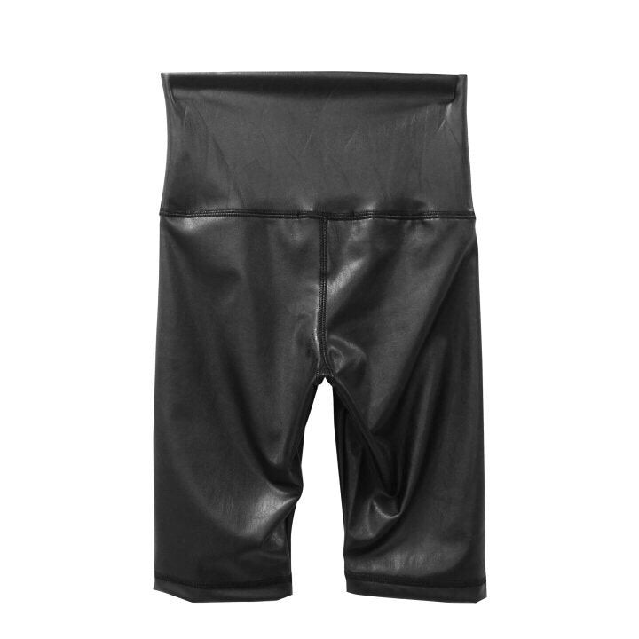 VEGAN LEATHER BIKE SHORTS