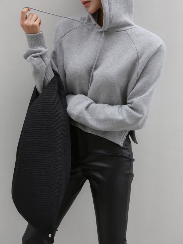 CROPPED HOODIE WITH SIDE ZIP