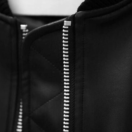 CROPPED VEGAN LEATHER BOMBER JACKET