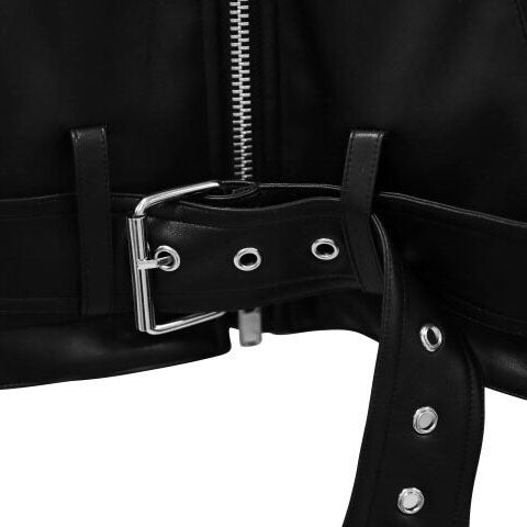 CROPPED VEGAN LEATHER BOMBER JACKET