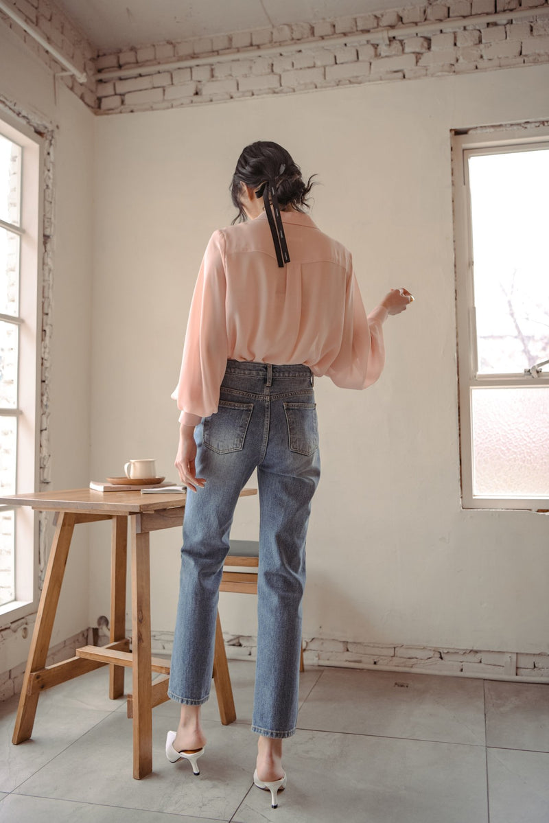 BUTTON DETAIL CHIFFON BLOUSE