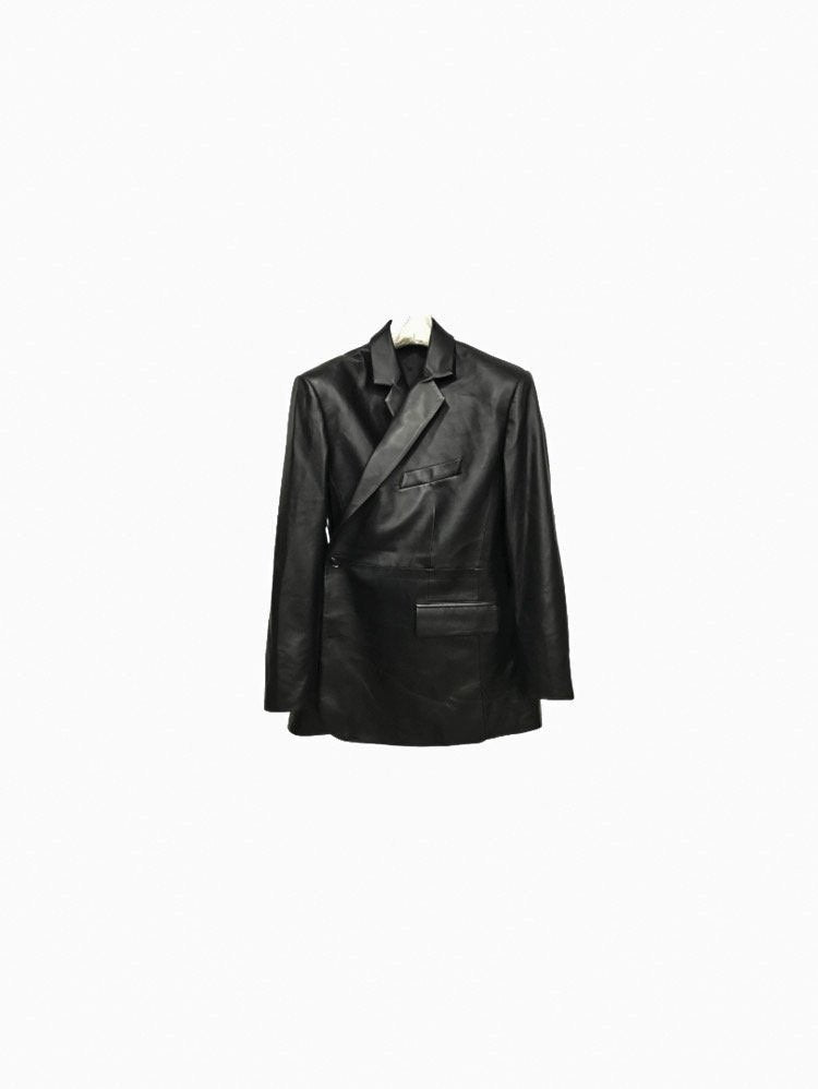 LUXE OVERSIZED UNBALANCED LEATHER BLAZER