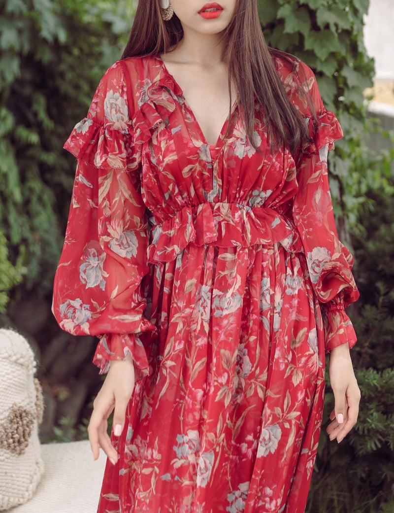 FLORAL CHIFFON GEORGETTE DRESS