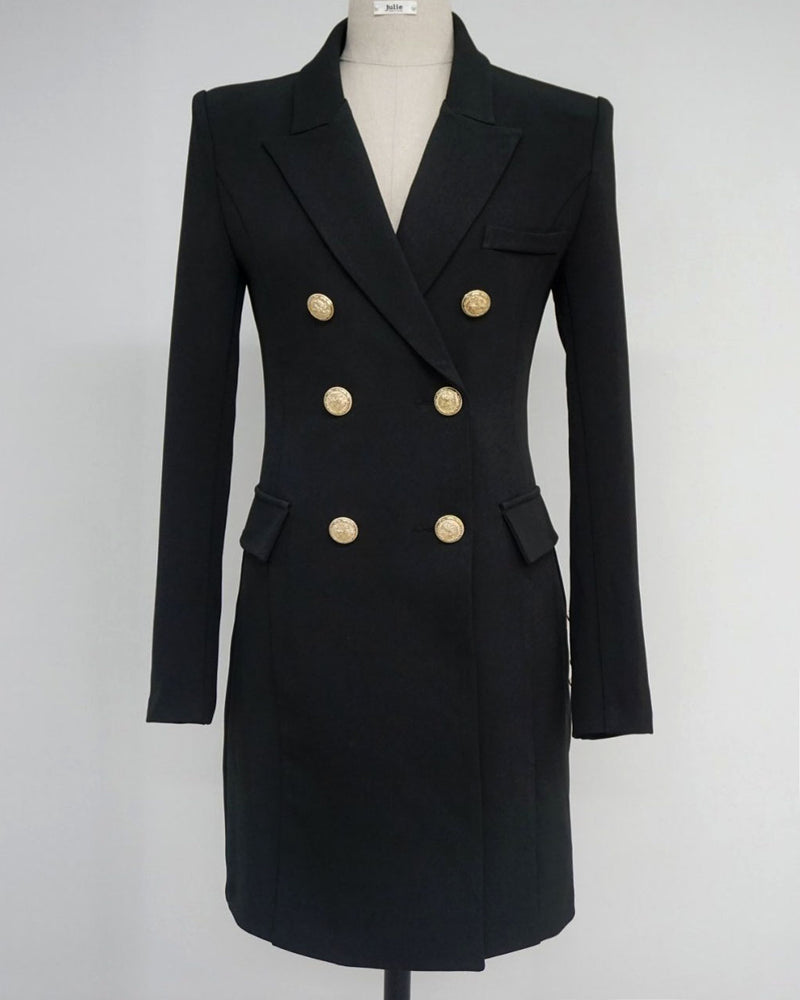 GOLD BUTTON BLAZER DRESS