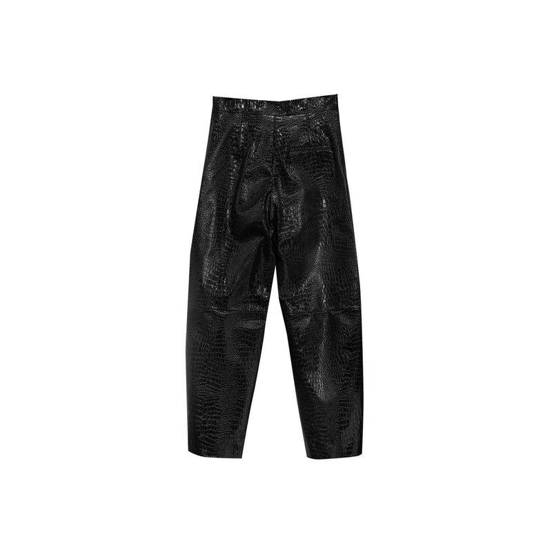 CROC LEATHER VOLUME TROUSERS