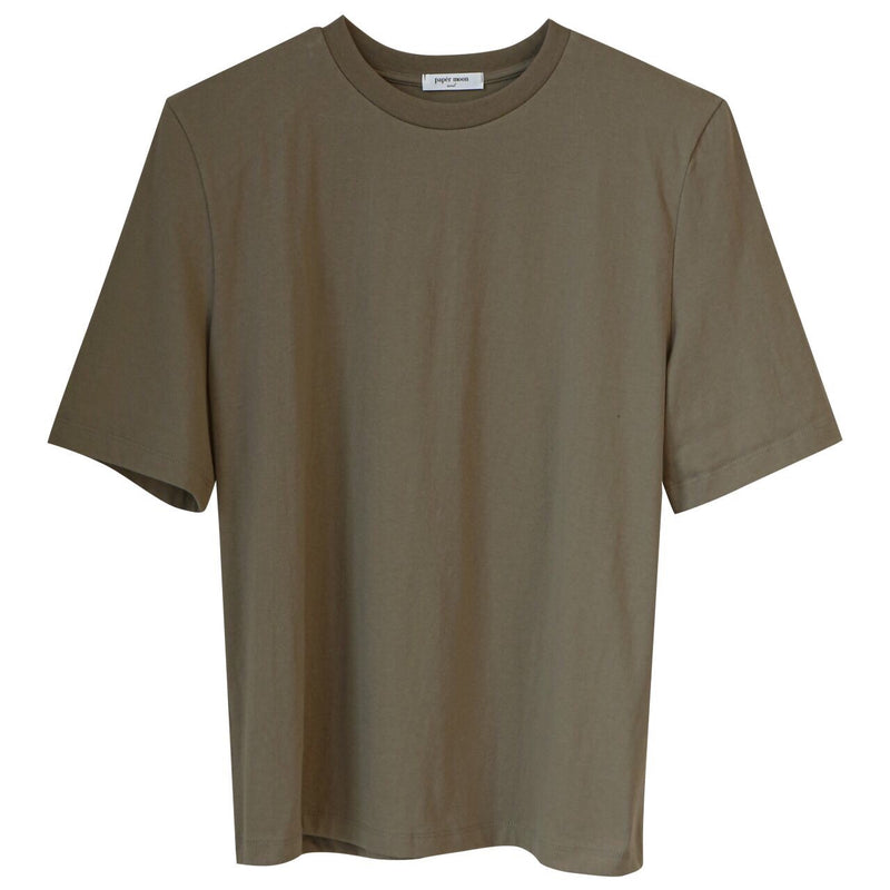 COTTON PADDED SHOULDER HALF SLEEVE TOP