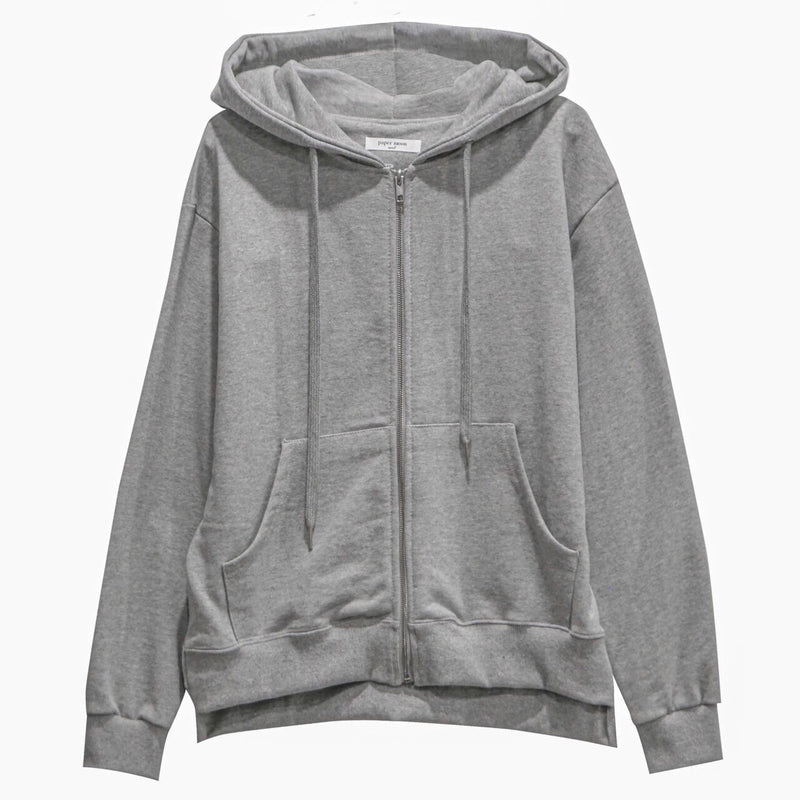 ZIP UP UNBALANCED COTTON HOODIE