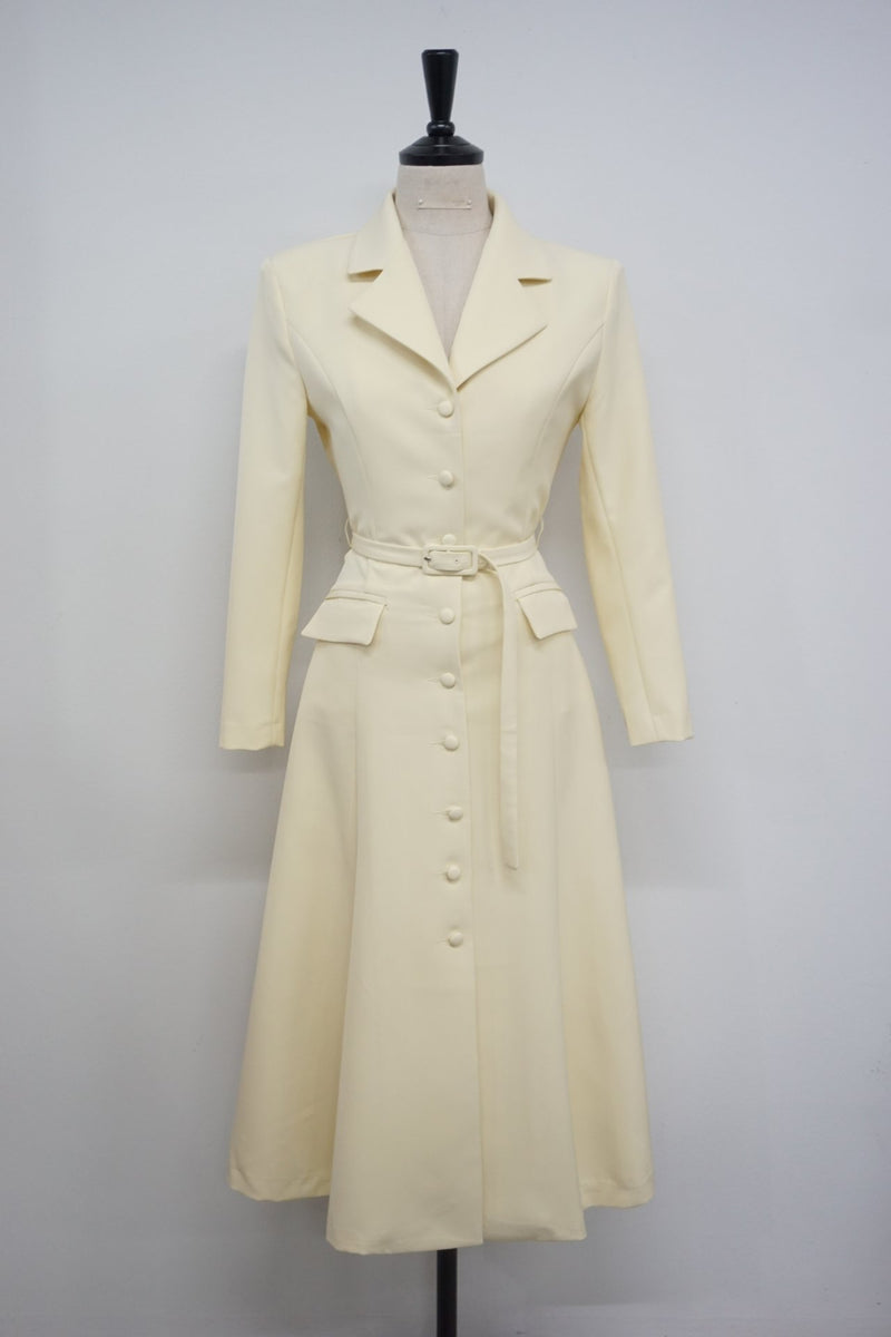 BELTED FLARED A-LINE DRESS