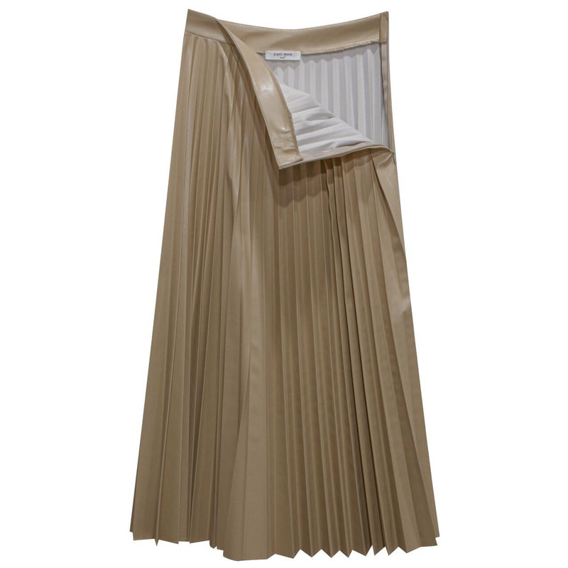 VEGAN LEATHER PLEATED FLARE SKIRT