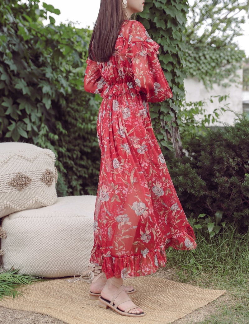 FLORAL CHIFFON GEORGETTE DRESS