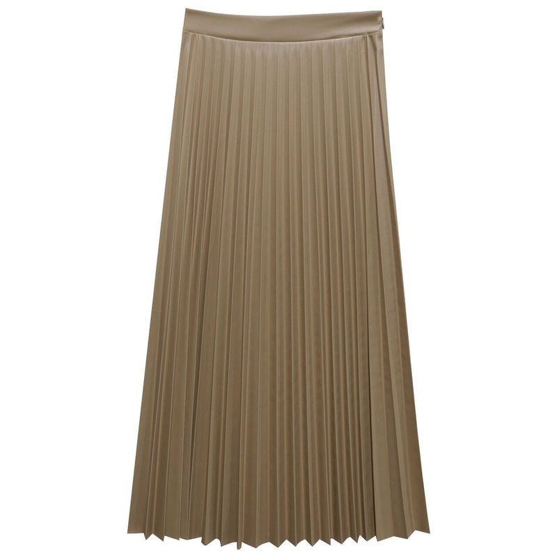 VEGAN LEATHER PLEATED FLARE SKIRT