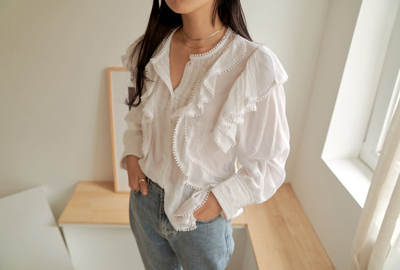 LUXE RUFFLE COTTON BLOUSE