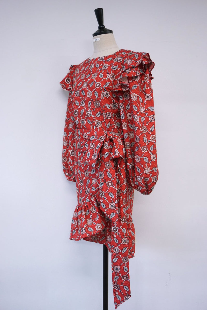 FLORAL PRINT RUFFLE DRESS