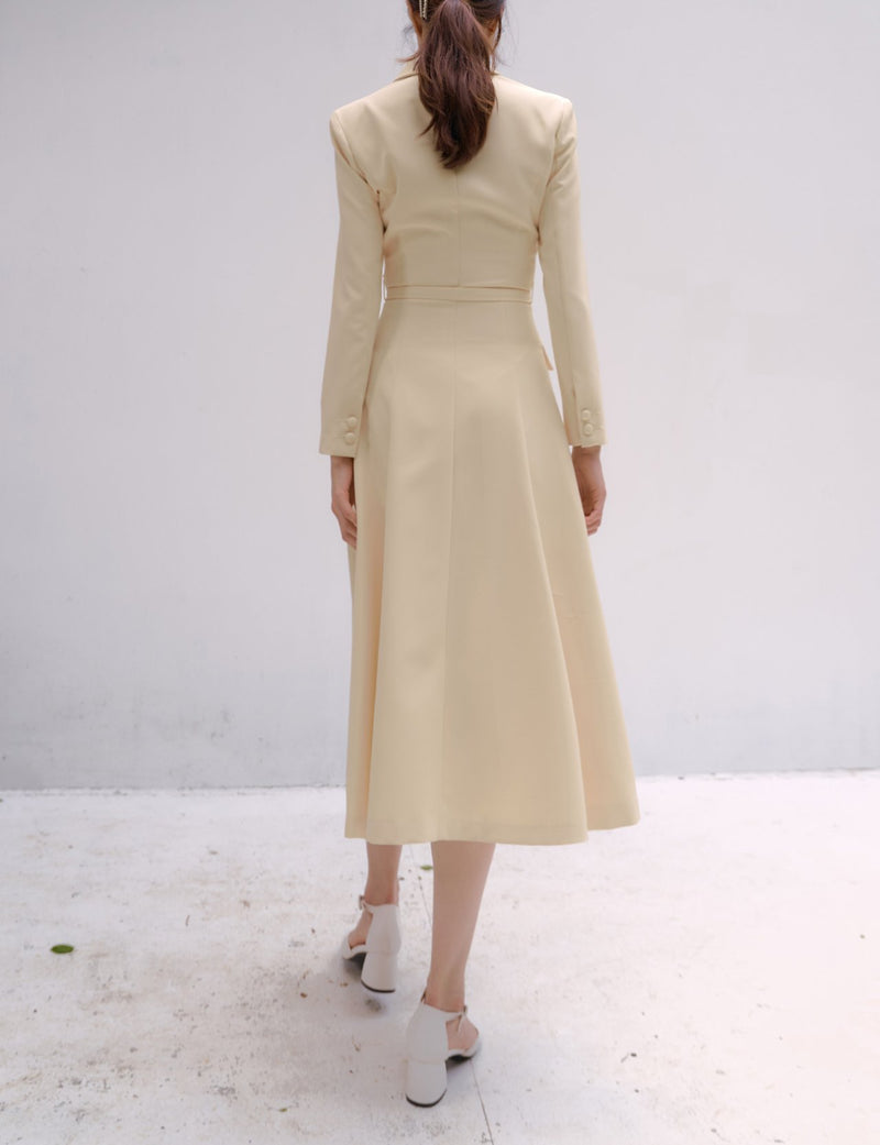 BELTED FLARED A-LINE DRESS