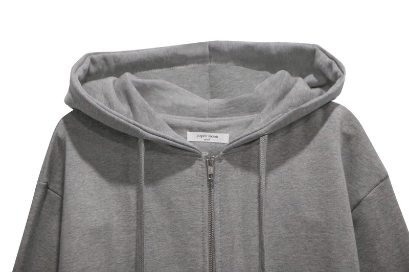 ZIP UP UNBALANCED COTTON HOODIE