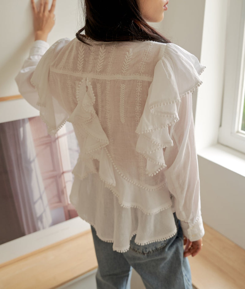 LUXE RUFFLE COTTON BLOUSE