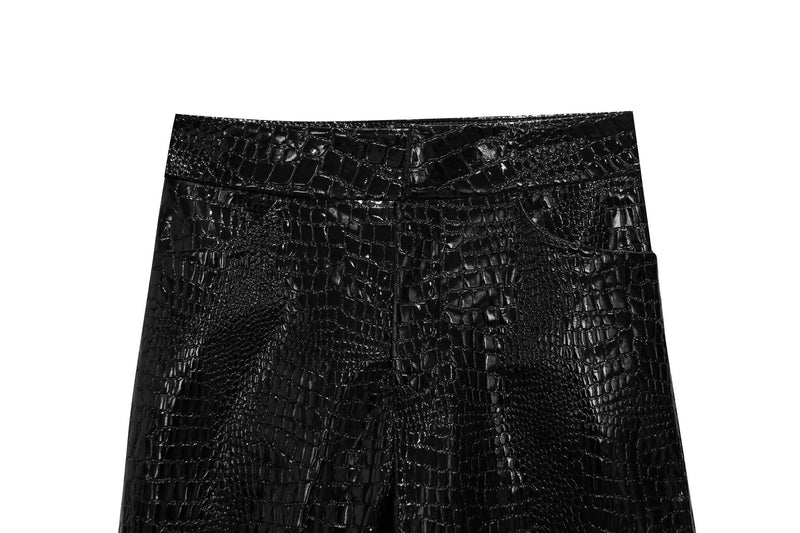 CROC LEATHER VOLUME TROUSERS