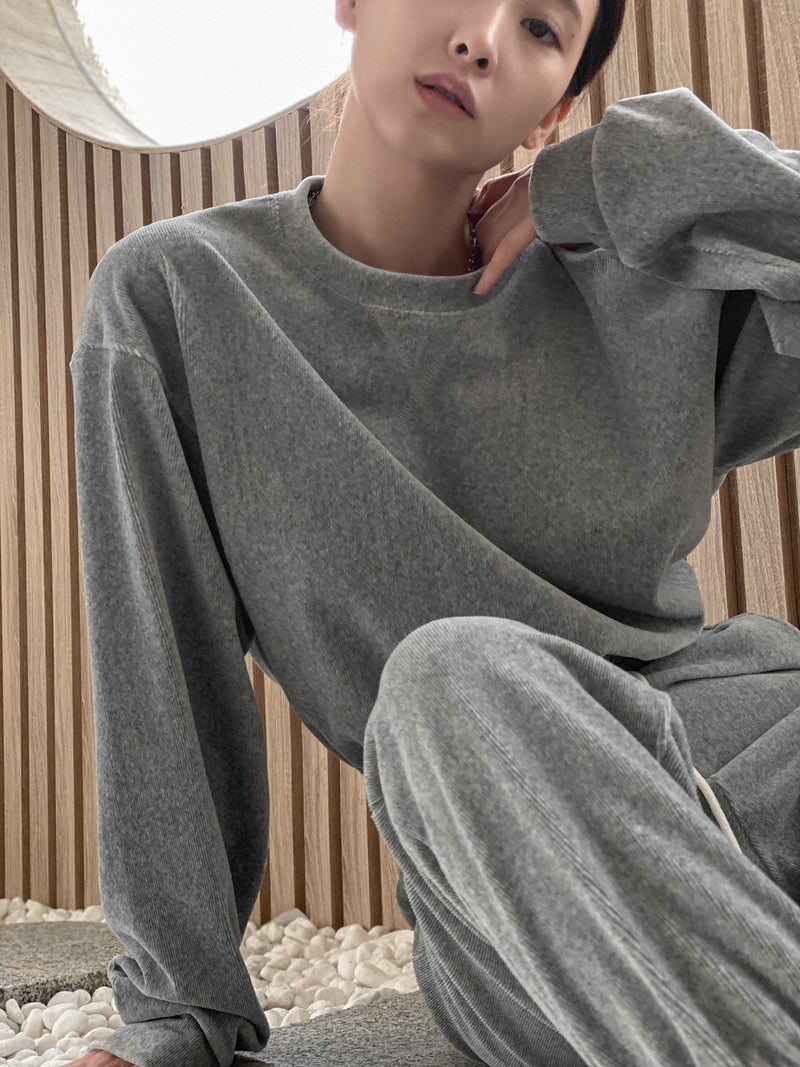 CORDUROY CROPPED SWEATSHIRT