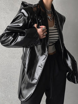 OVERSIZED PATENT LEATHER BLAZER