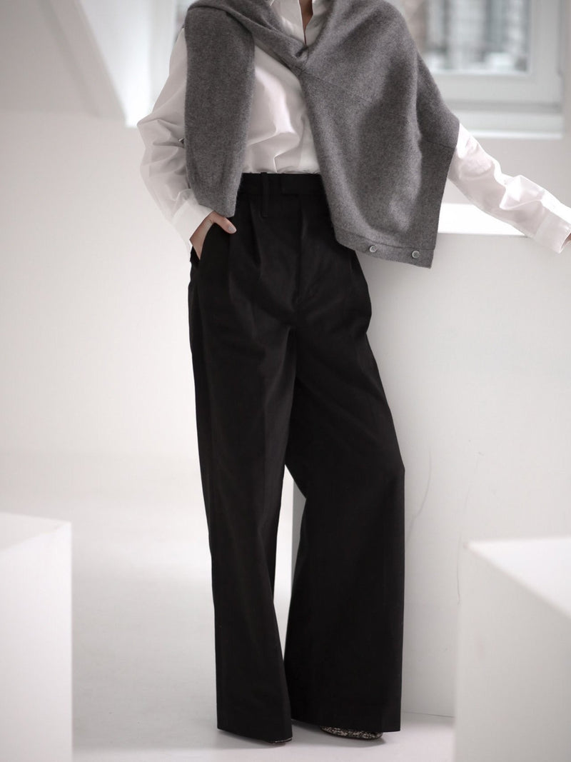 PIN TUCK COTTON TROUSERS