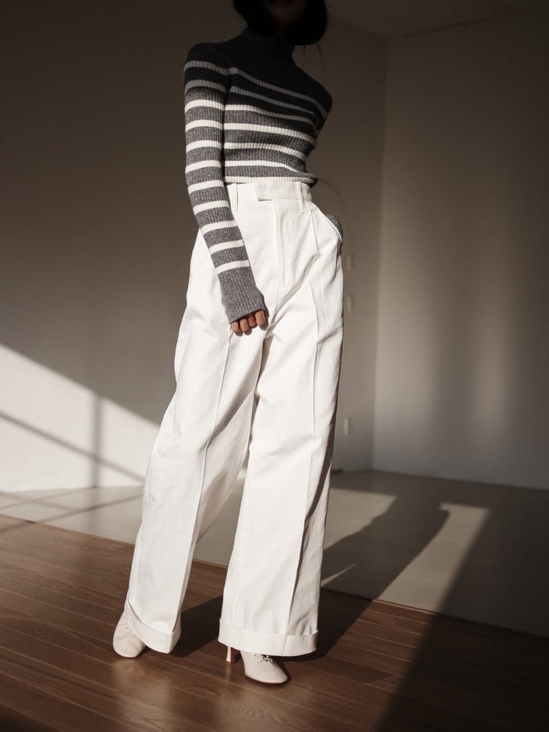 PIN TUCK COTTON TROUSERS