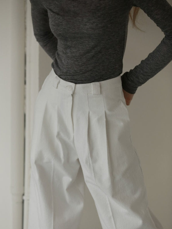 PIN TUCK COTTON TROUSERS