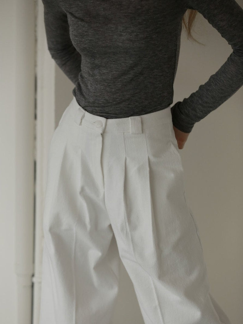 PIN TUCK COTTON TROUSERS