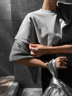 ROLLED SLEEVE COTTON T-SHIRT