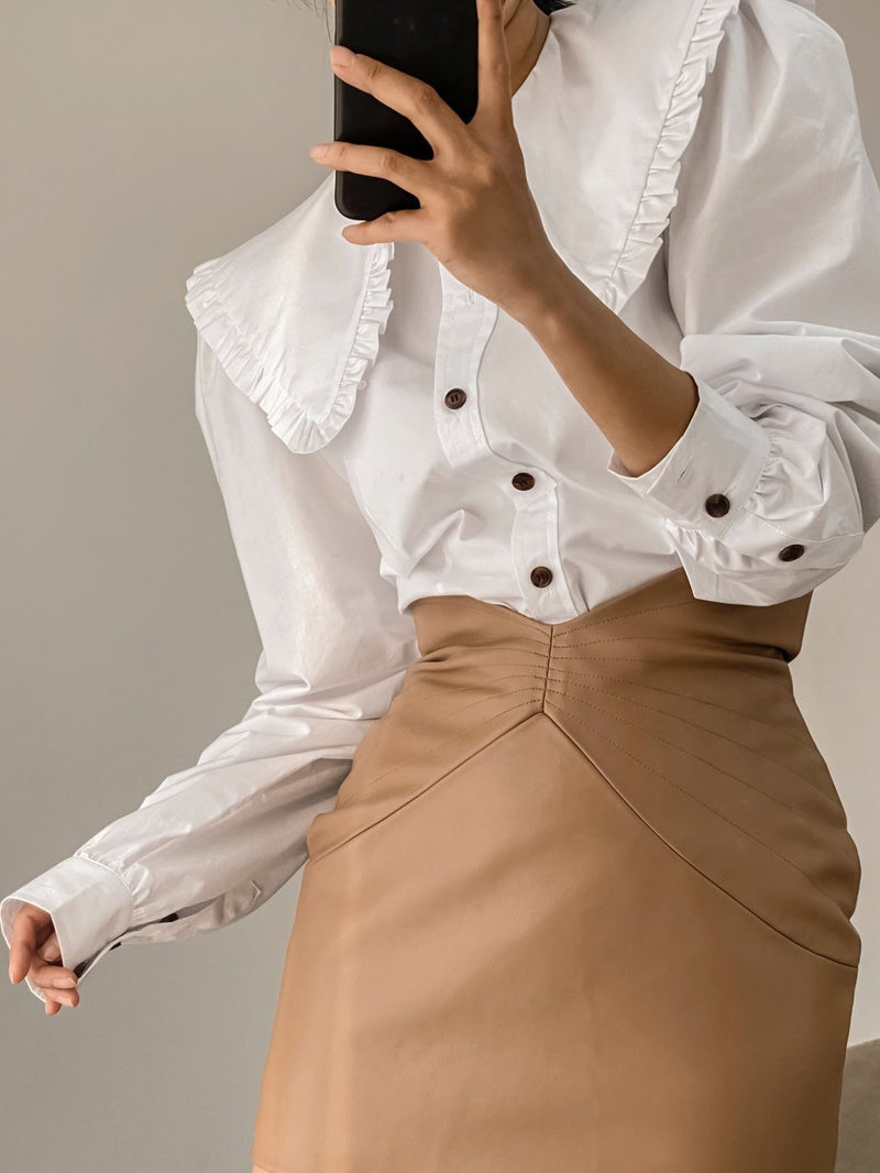 OVERSIZED SHAWL COLLAR COTTON BLOUSE
